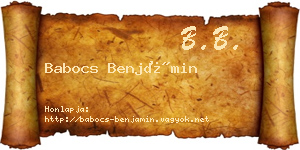 Babocs Benjámin névjegykártya